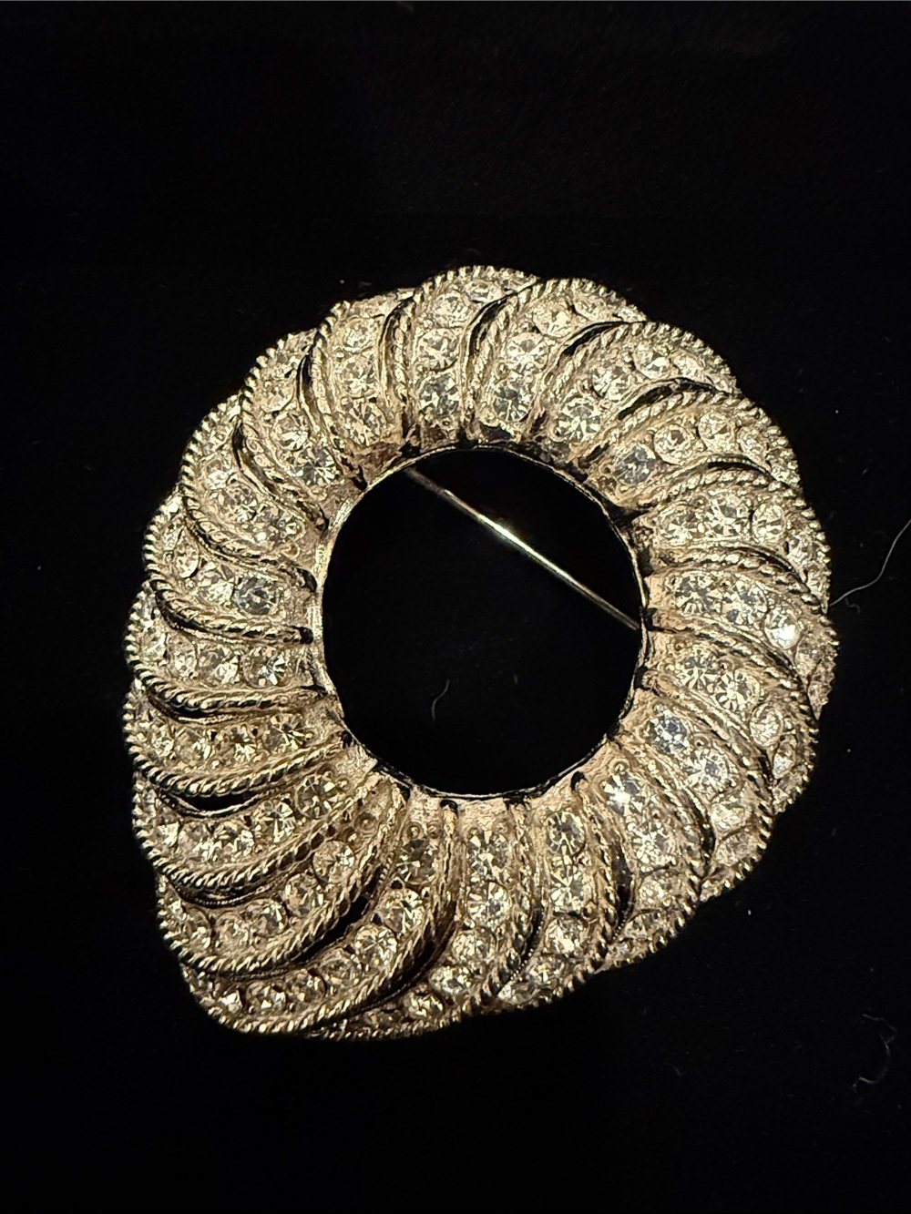 Vintage-Inspired Gold Crystal Swirl Brooch - Women Jewelry